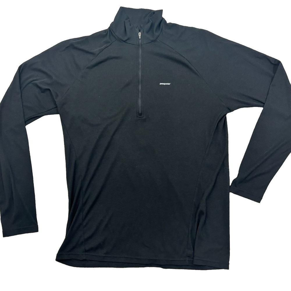 Patagonia Capilene Pullover Men's XL Black Long Sleeve 1/4 Zip Base Layer